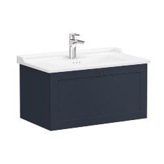 Vitra Root Classic 68811 Lavabo Dolabı, Tek Çekmeceli, 80 Cm, Mat Lacivert, Klasik Lavabolu